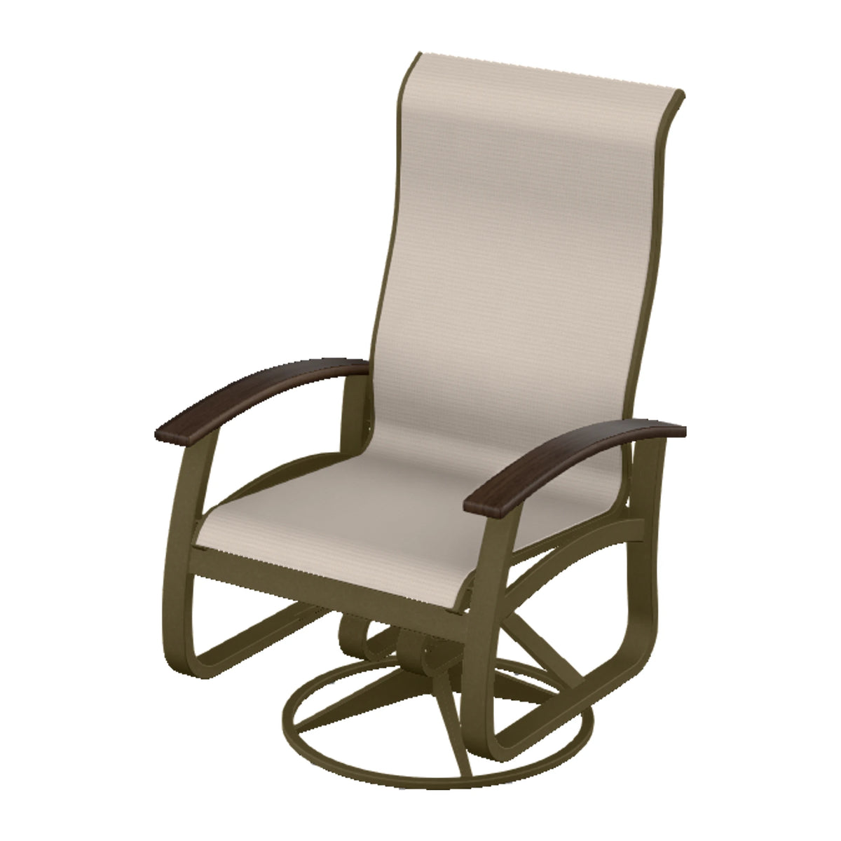 Belle Isle Sling Supreme Height Swivel Rocker — Beachwood PC / Chestnut Accents