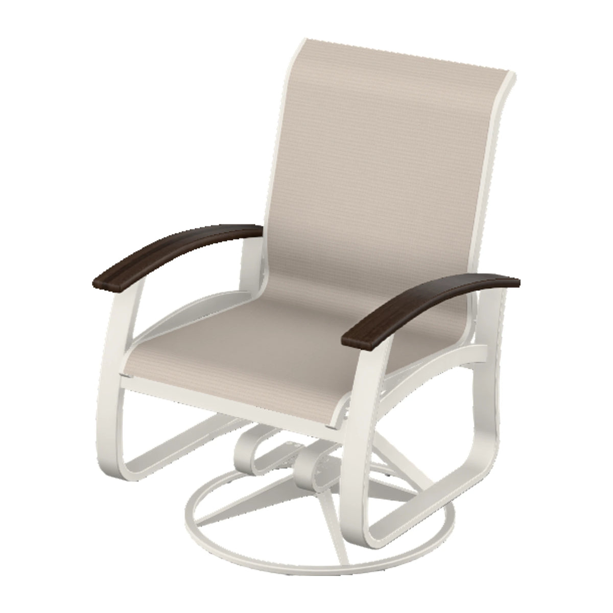 Belle Isle Sling Swivel Rocker — Snow PC / Chestnut Accents