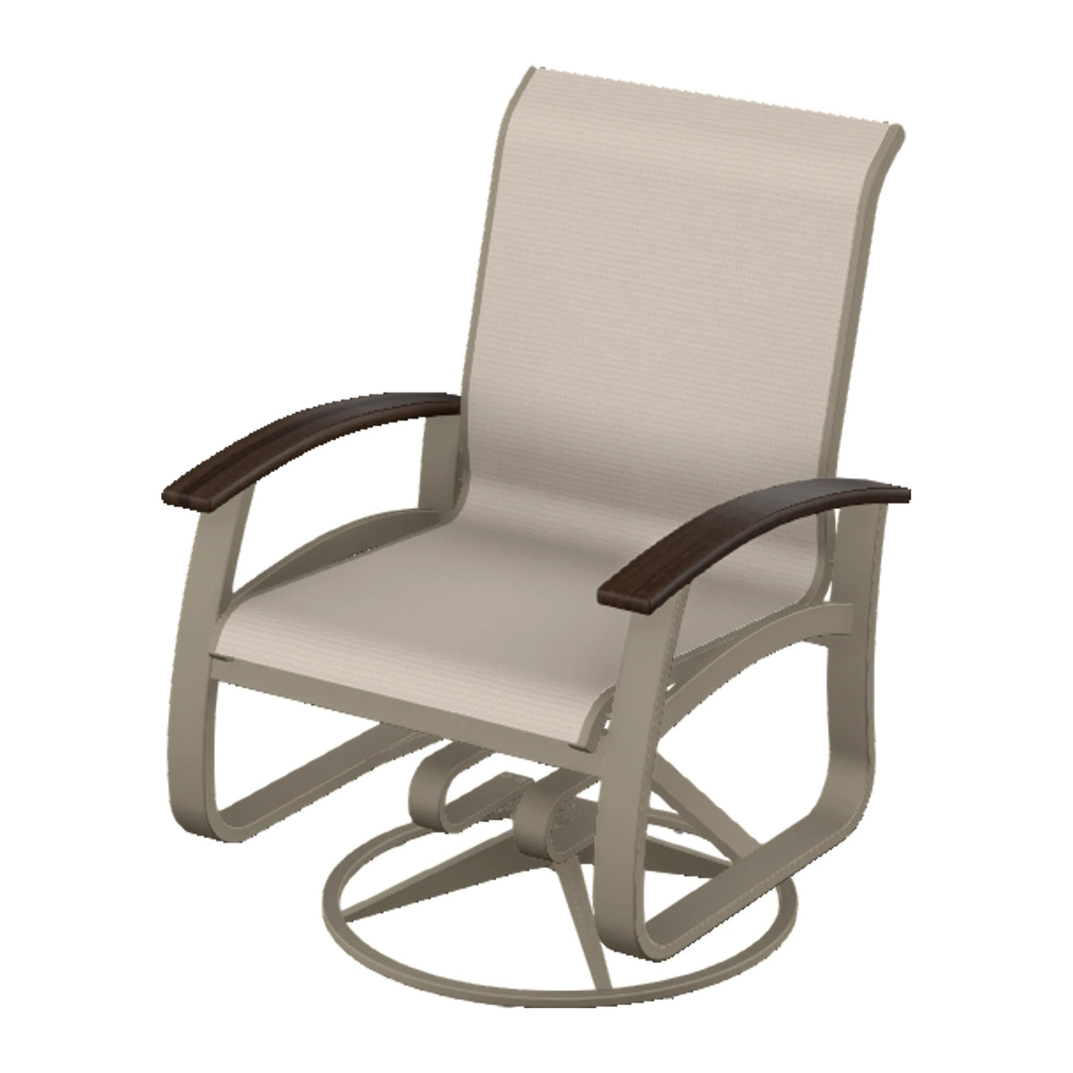 Belle Isle Sling Swivel Rocker — Storm PC / Chestnut Accents