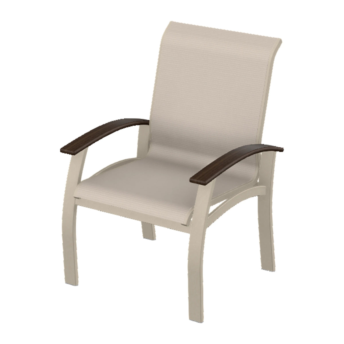 Belle Isle Sling Dining Armchair — Desert Sand PC / Chestnut Accents