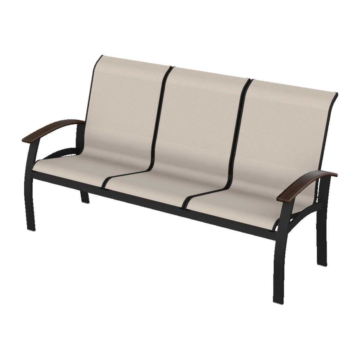 Belle Isle Sling Sofa — Black PC / Chestnut Accents