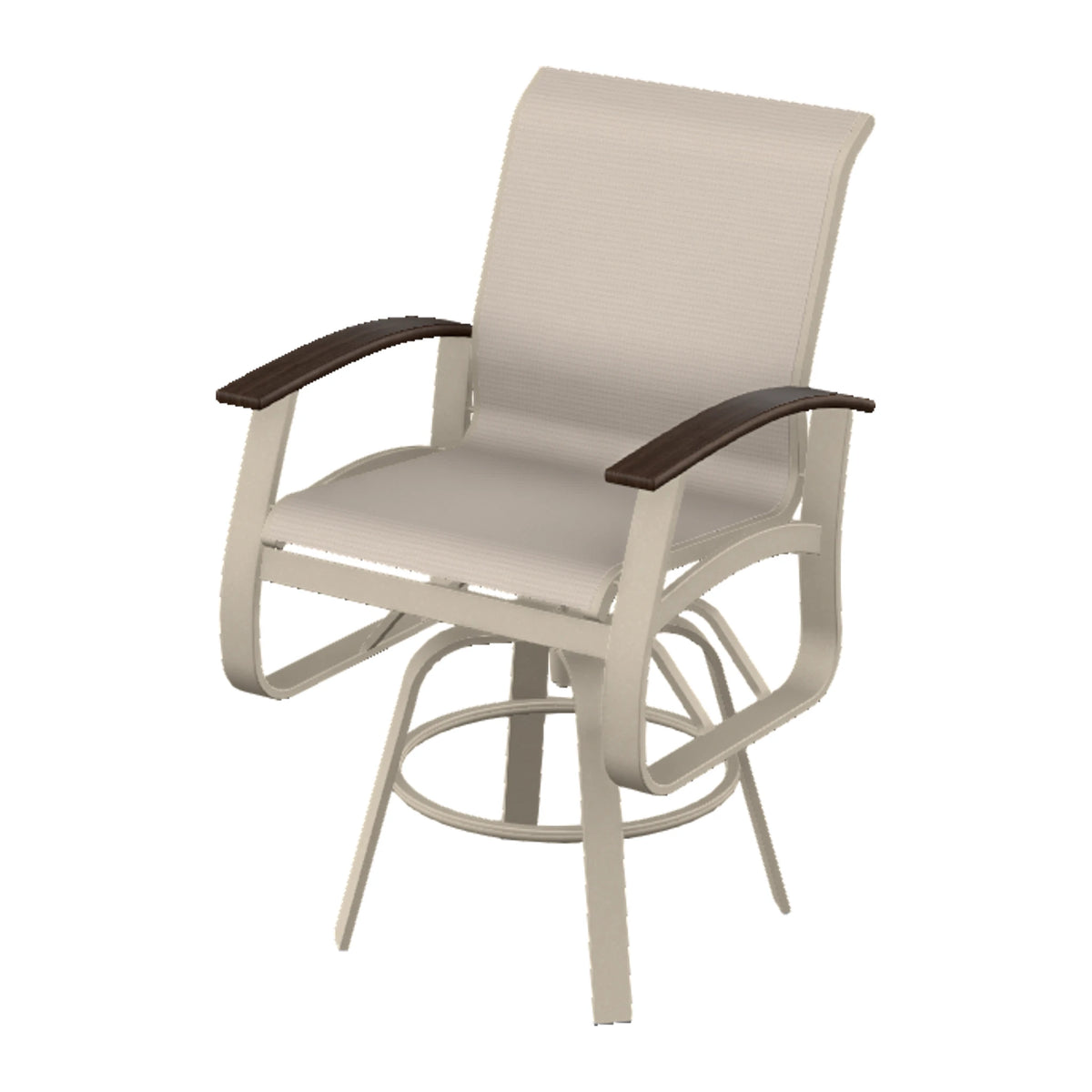 Belle Isle Sling Balcony Swivel Chair — Desert Sand PC / Chestnut Accents