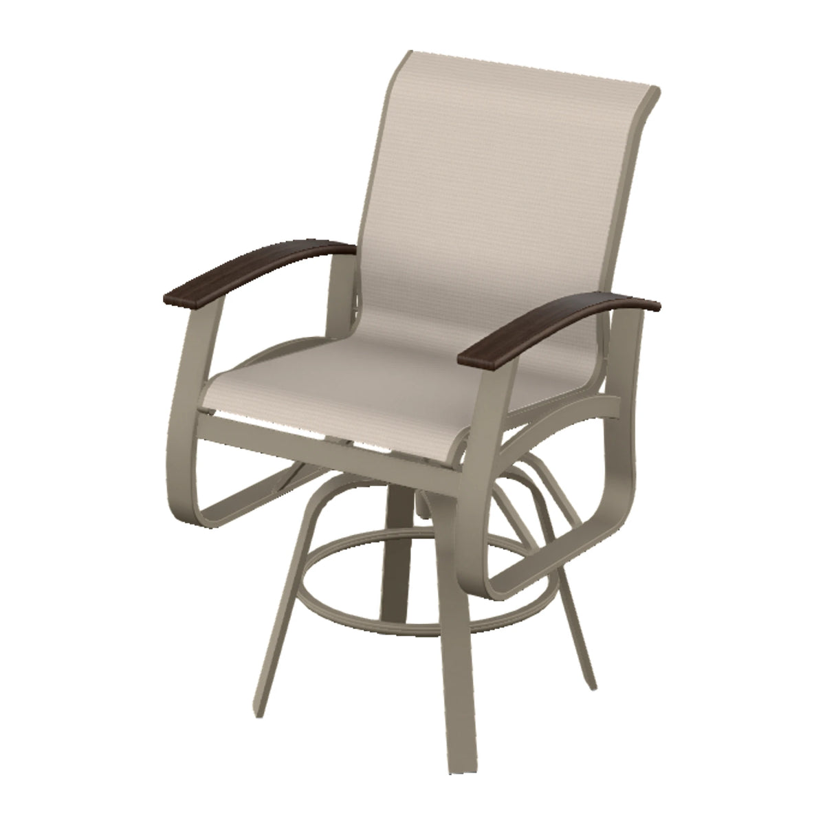 Belle Isle Sling Balcony Swivel Chair — Storm PC / Chestnut Accents