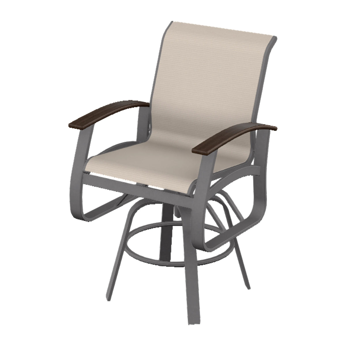Belle Isle Sling Balcony Swivel Chair — Graphite Txt PC / Chestnut Accents