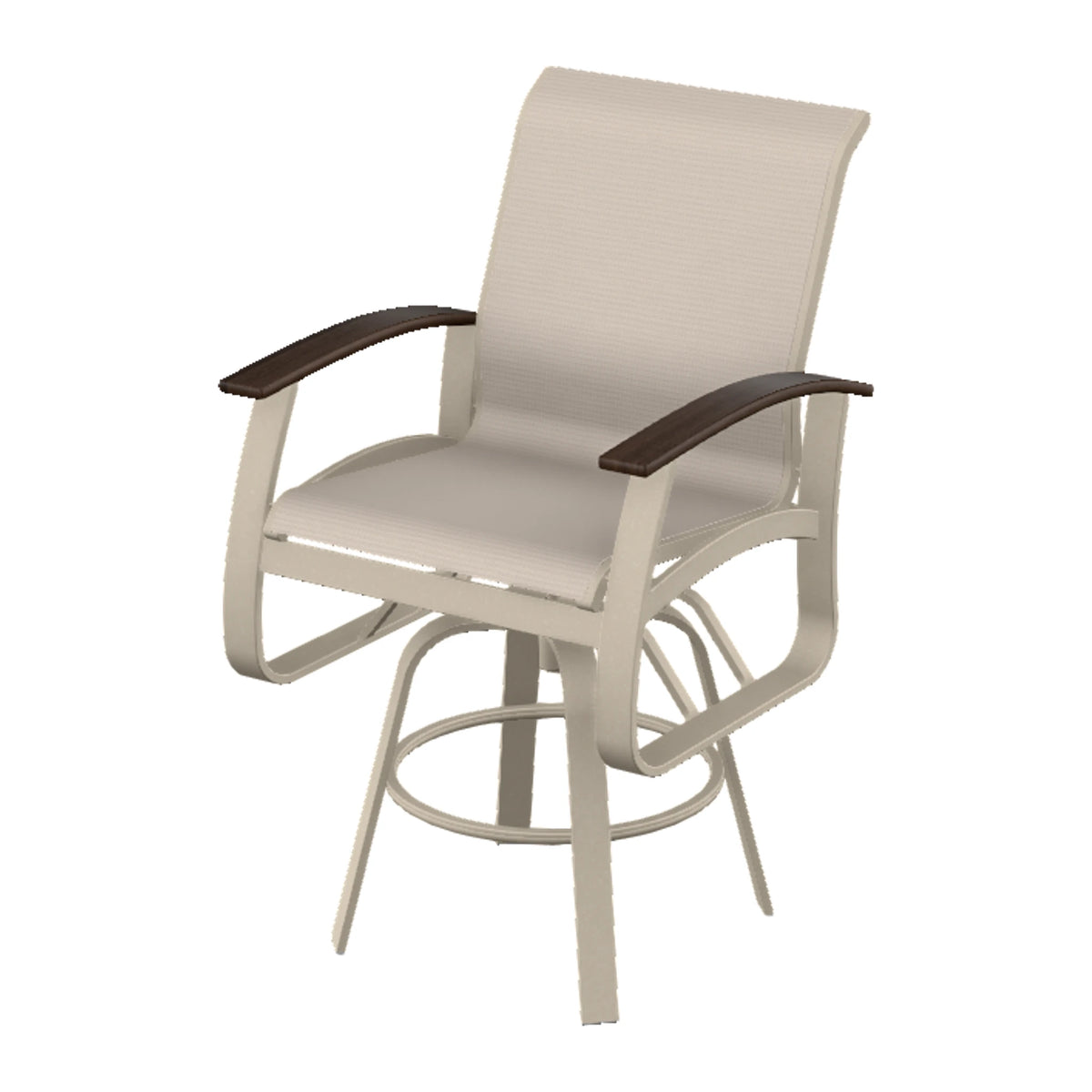 Belle Isle Sling Bar Swivel Chair — Desert Sand PC / Chestnut Accents