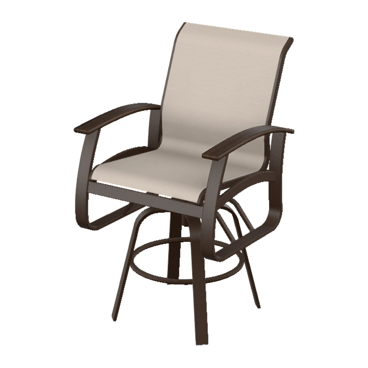 Belle Isle Sling Bar Swivel Chair — Kona PC / Chestnut Accents