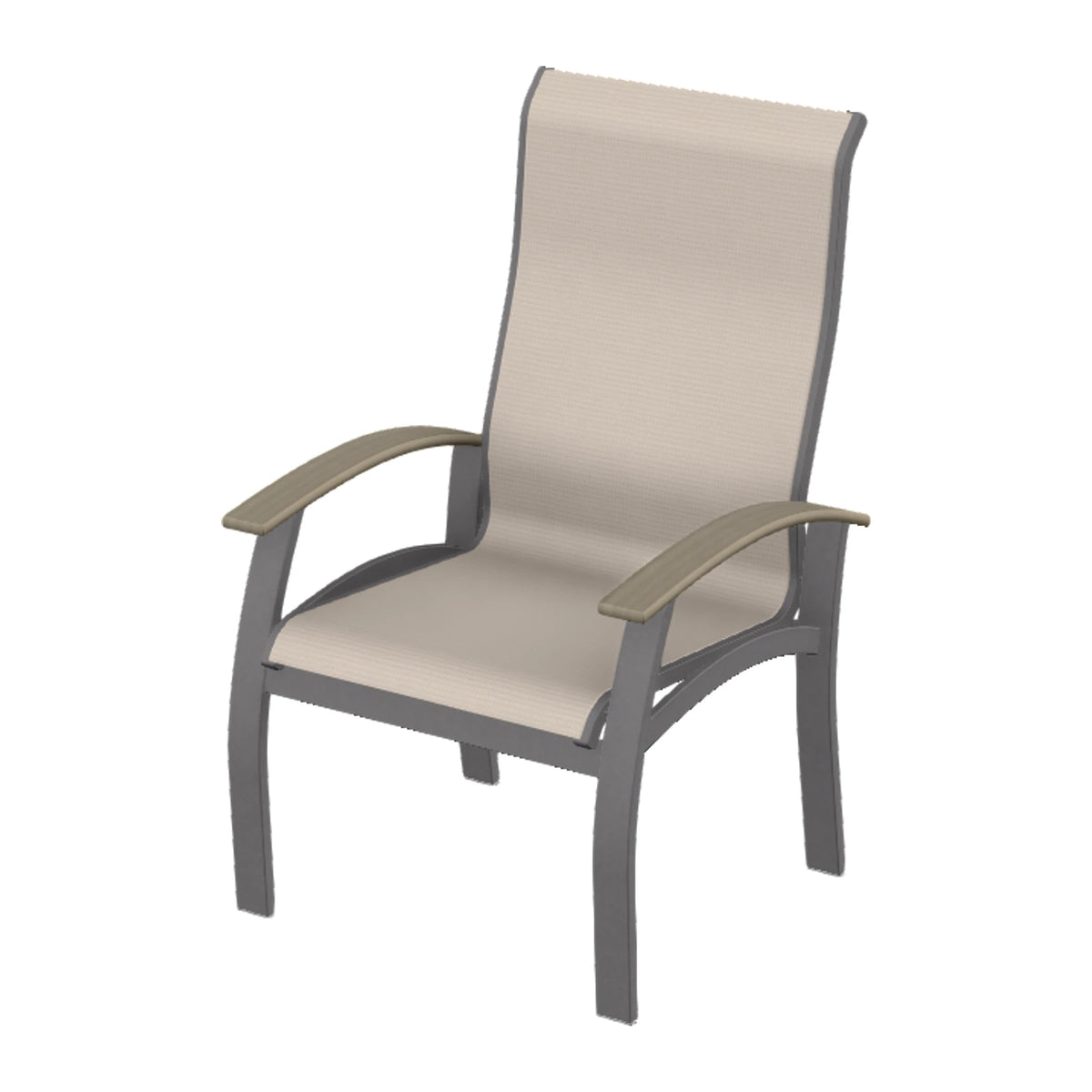 Belle Isle Sling Supreme Height Armchair — Graphite Txt PC / Weathered Wood Accent