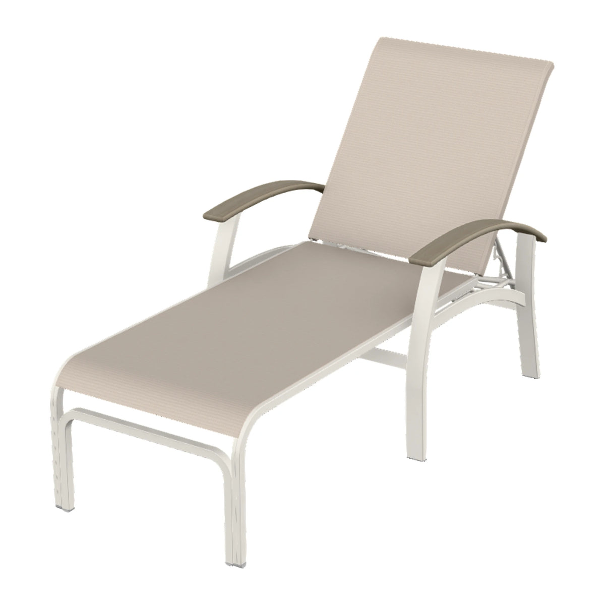 Belle Isle Sling Chaise — Snow PC / Weathered Wood Accent