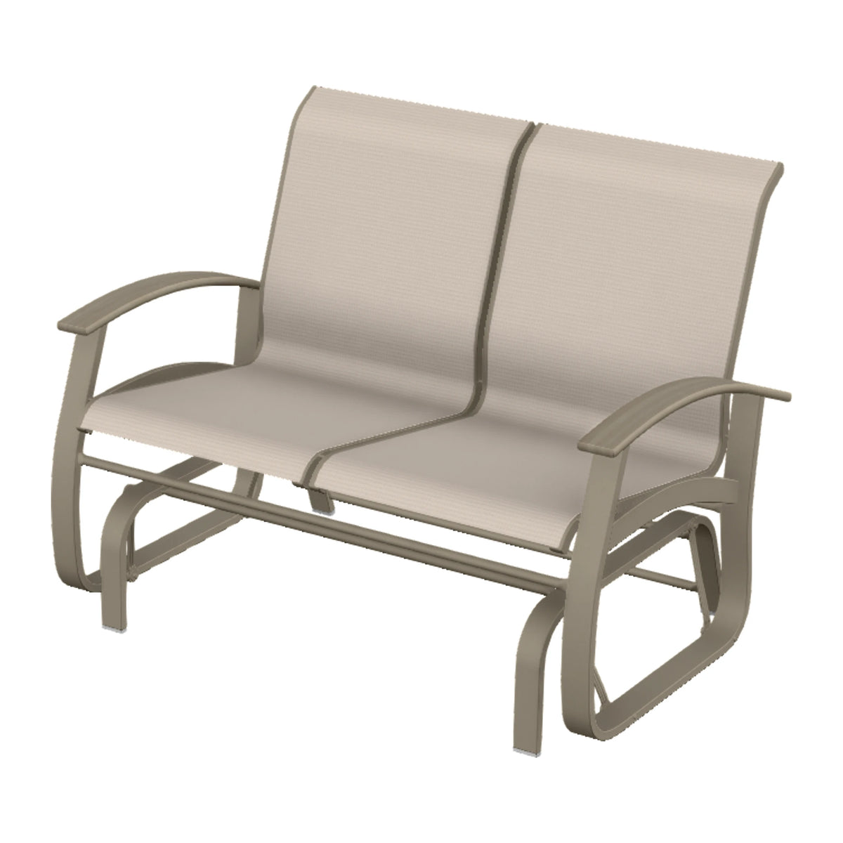 Belle Isle Sling Loveseat Glider — Storm PC / Weathered Wood Accent