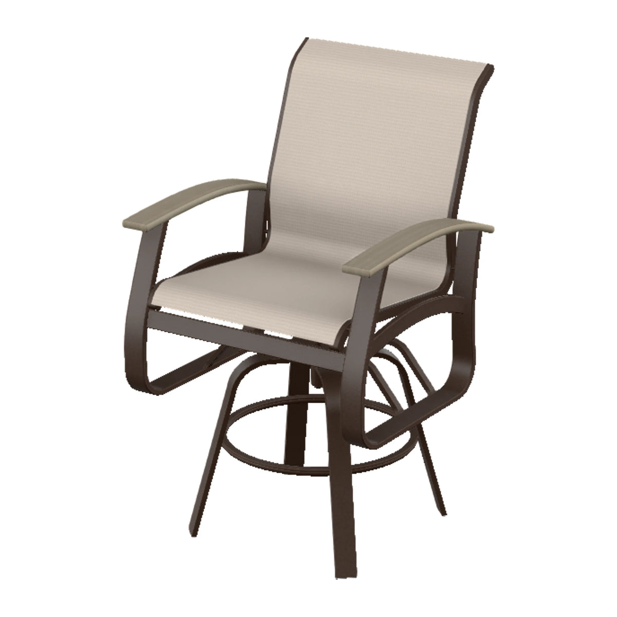 Belle Isle Sling Balcony Swivel Chair — Kona PC / Weathered Wood Accent