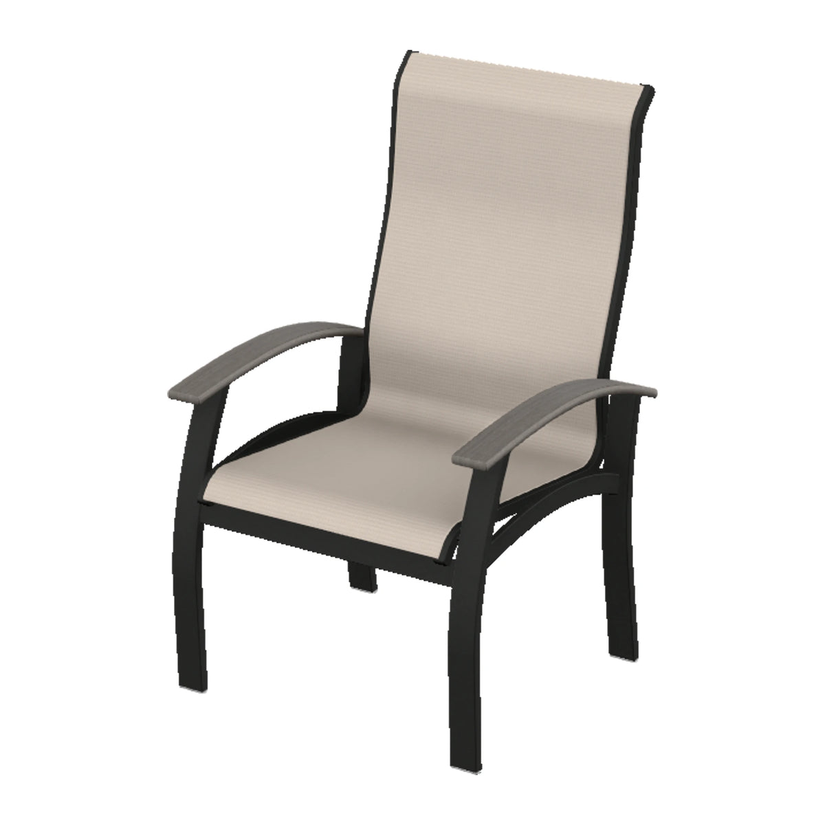 Belle Isle Sling Supreme Height Armchair — Black PC / Boardwalk Accents