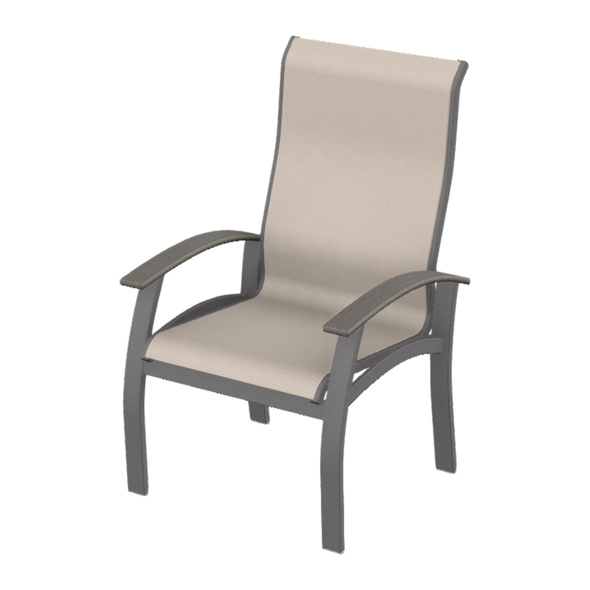Belle Isle Sling Supreme Height Armchair — Graphite Txt PC / Boardwalk Accents