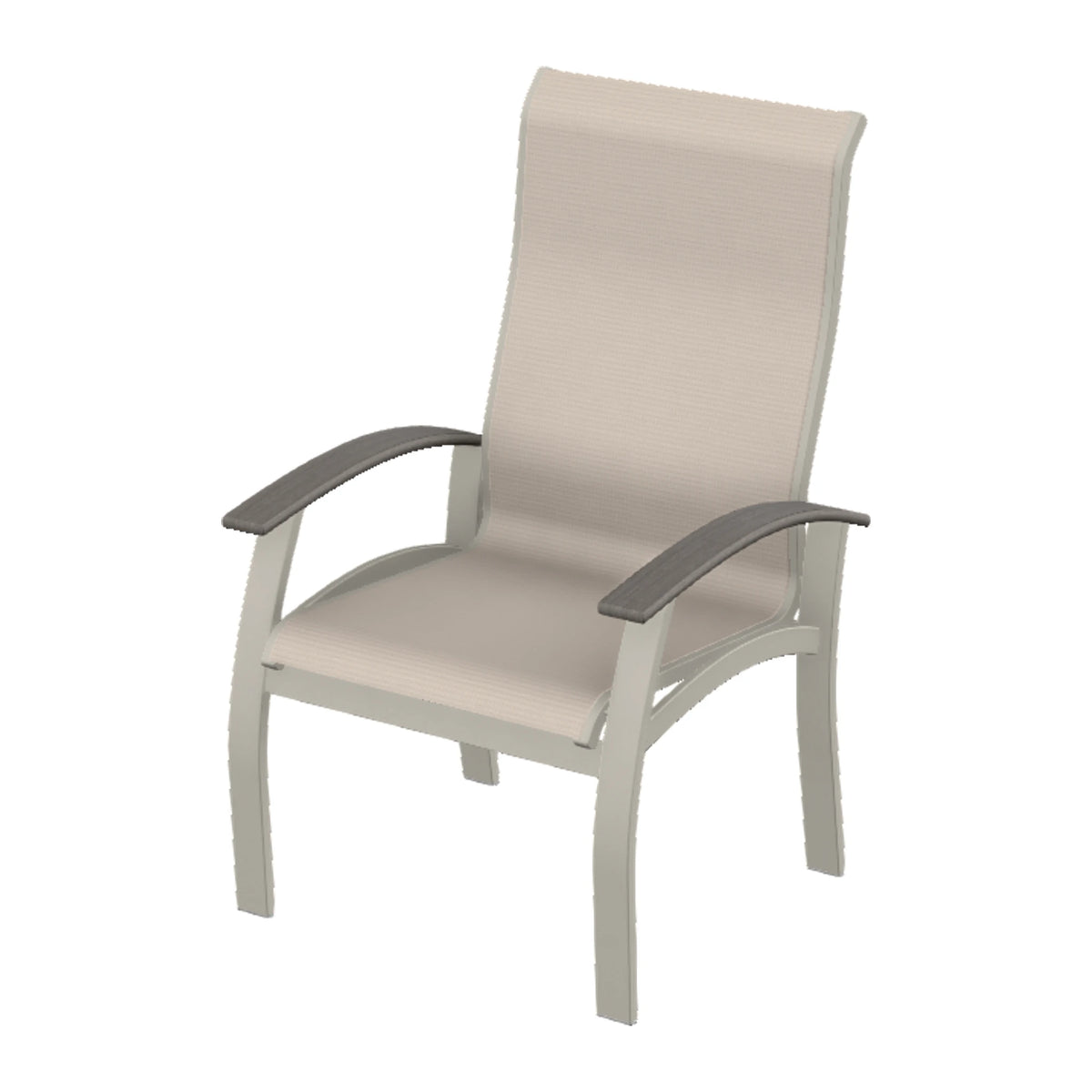 Belle Isle Sling Supreme Height Armchair — Warm Grey PC / Boardwalk Accents
