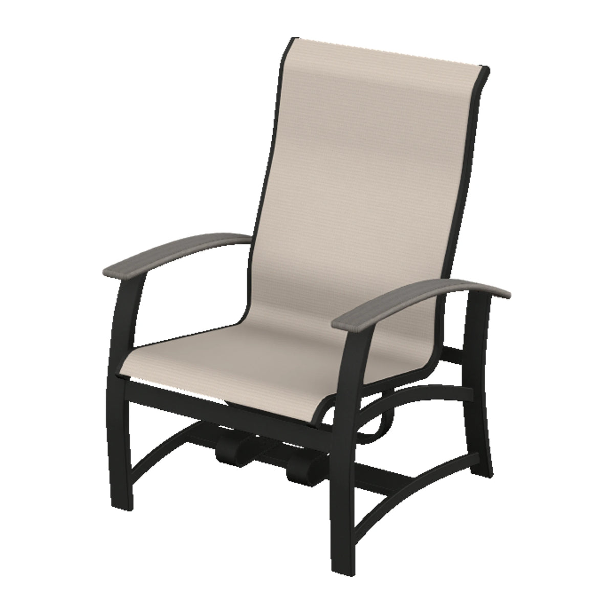 Belle Isle Sling Chat Chair w/ Hidden Motion — Black PC / Boardwalk Accents