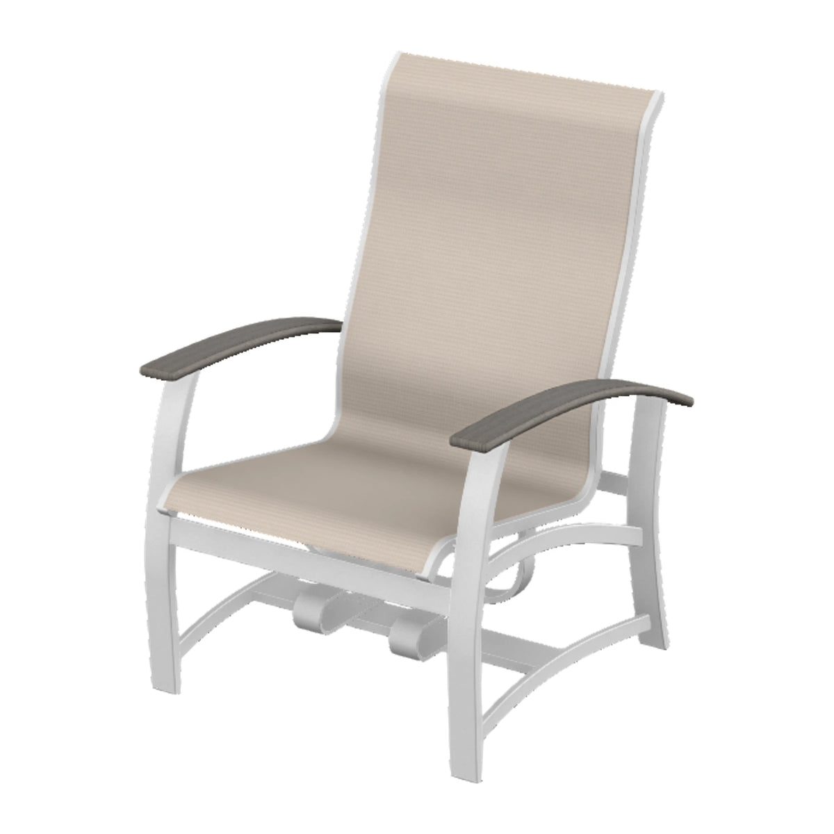 Belle Isle Sling Chat Chair w/ Hidden Motion — White Txt PC / Boardwalk Accents