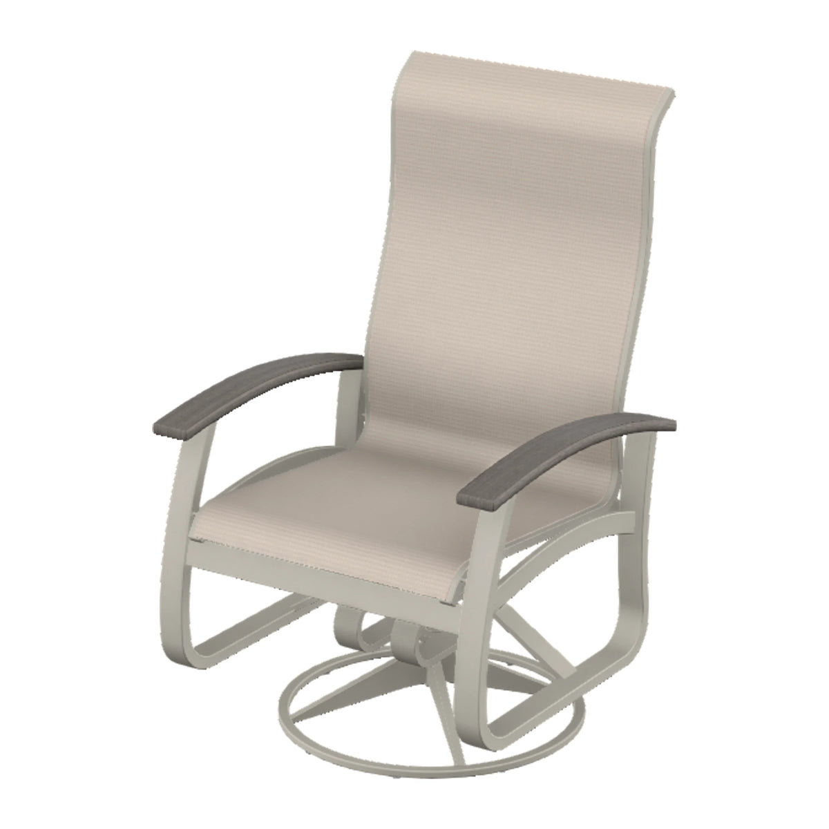 Belle Isle Sling Supreme Height Swivel Rocker — Warm Grey PC / Boardwalk Accents