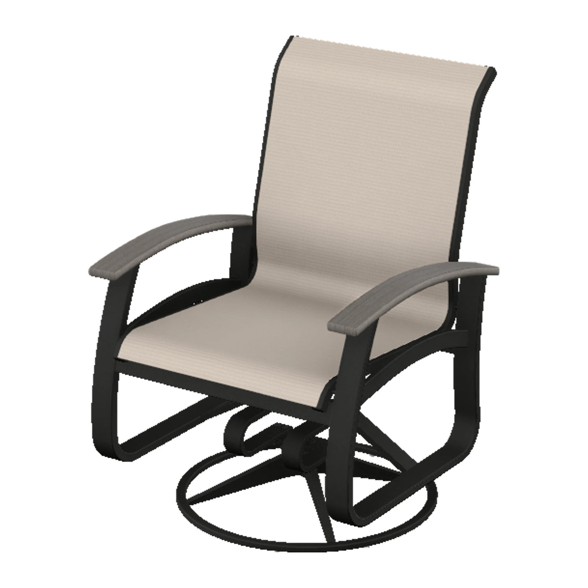 Belle Isle Sling Swivel Rocker — Black PC / Boardwalk Accents