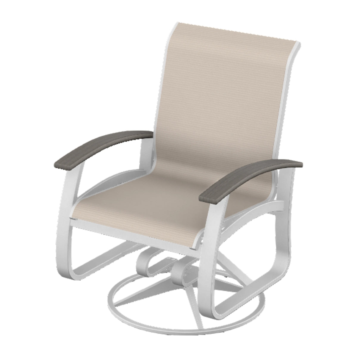 Belle Isle Sling Swivel Rocker — White Txt PC / Boardwalk Accents
