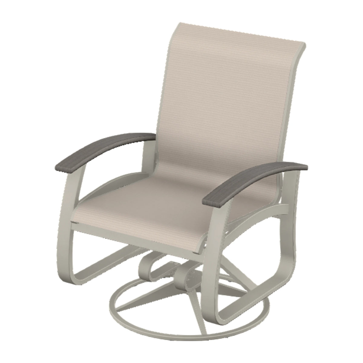 Belle Isle Sling Swivel Rocker — Warm Grey PC / Boardwalk Accents