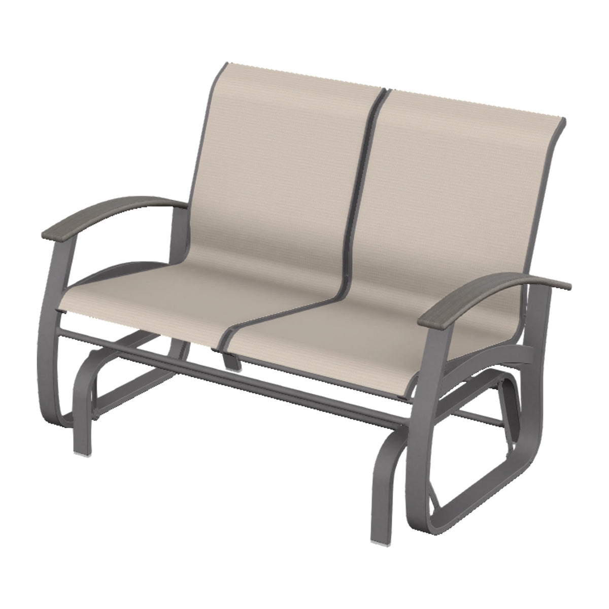 Belle Isle Sling Loveseat Glider — Graphite Txt PC / Boardwalk Accents