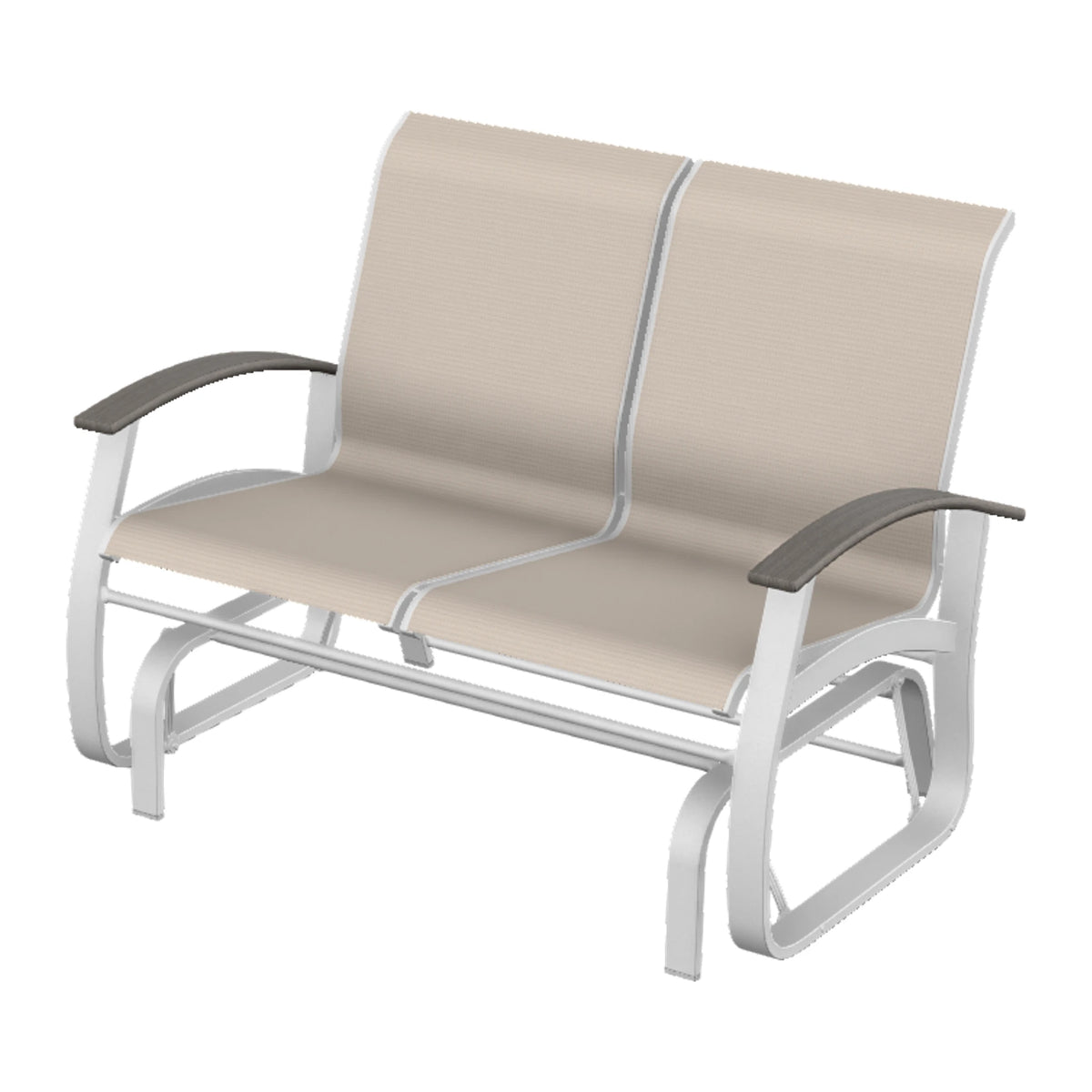 Belle Isle Sling Loveseat Glider — White Txt PC / Boardwalk Accents