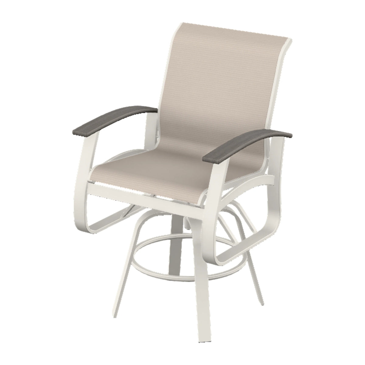 Belle Isle Sling Balcony Swivel Chair — Snow PC / Boardwalk Accents