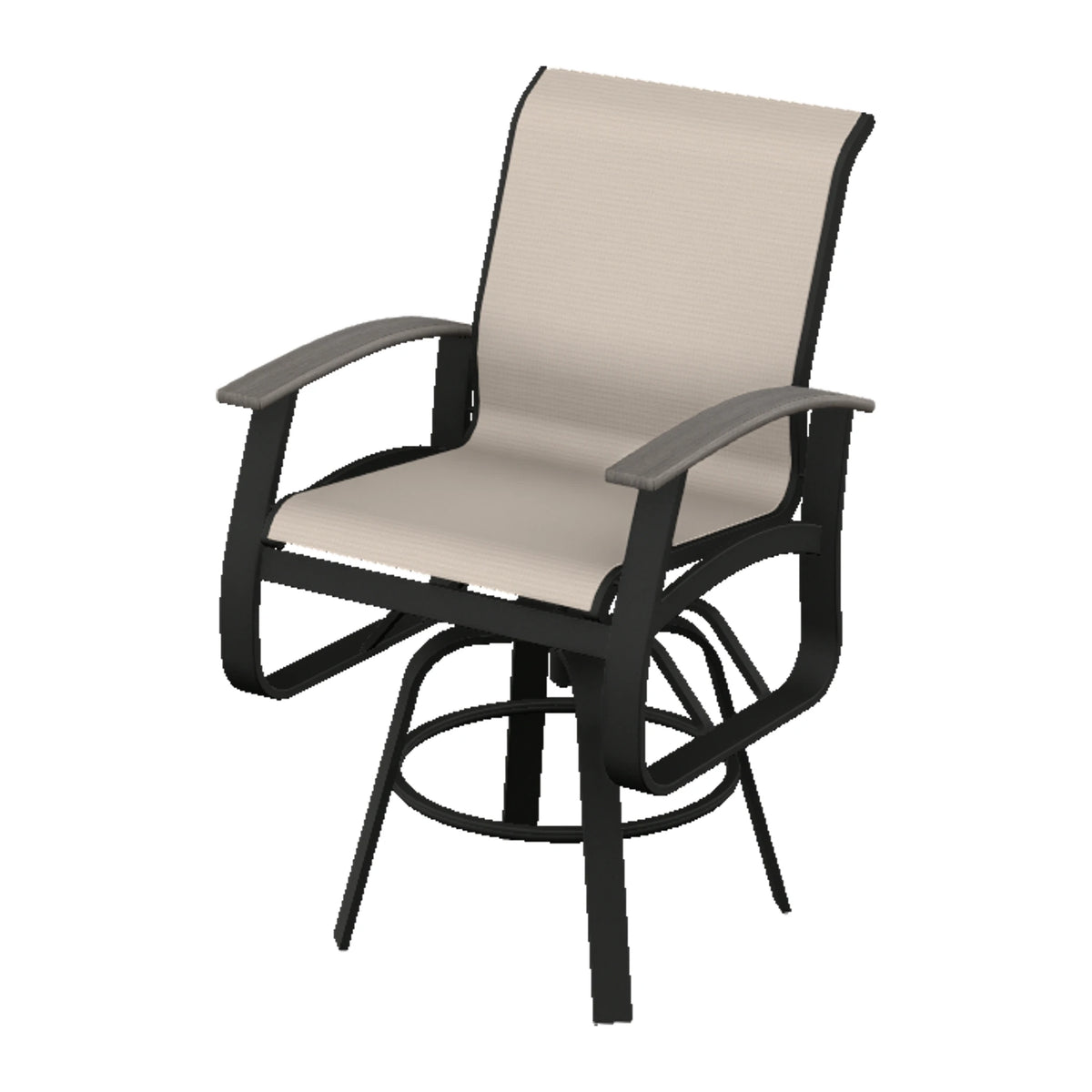 Belle Isle Sling Balcony Swivel Chair — Black PC / Boardwalk Accents