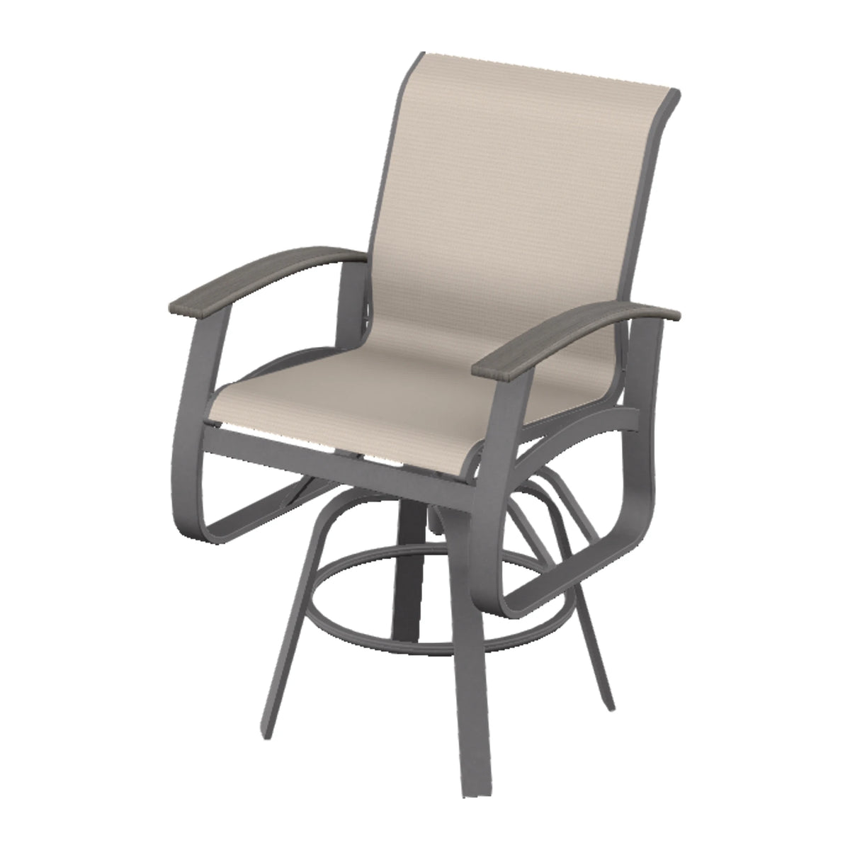 Belle Isle Sling Balcony Swivel Chair — Graphite Txt PC / Boardwalk Accents