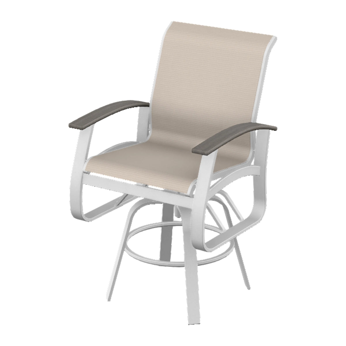 Belle Isle Sling Balcony Swivel Chair — White Txt PC / Boardwalk Accents