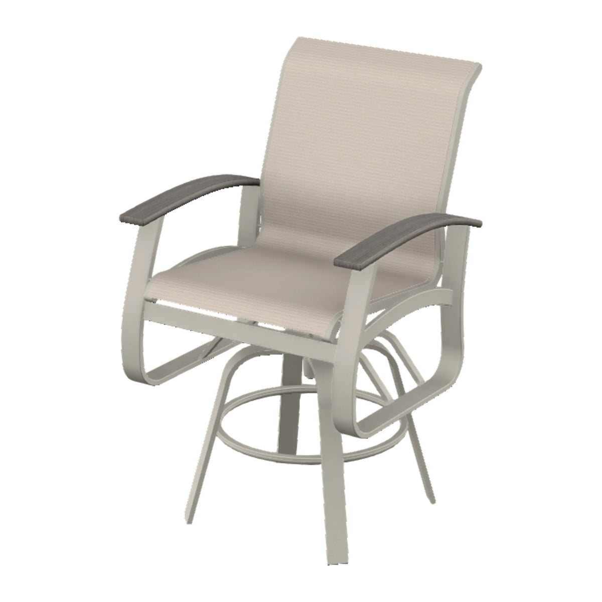 Belle Isle Sling Balcony Swivel Chair — Warm Grey PC / Boardwalk Accents