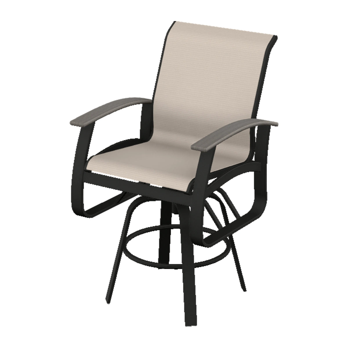 Belle Isle Sling Bar Swivel Chair — Black PC / Boardwalk Accents