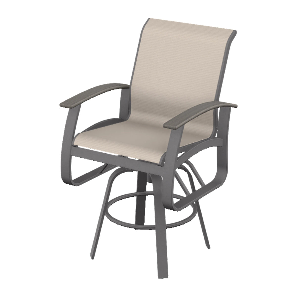 Belle Isle Sling Bar Swivel Chair — Graphite Txt PC / Boardwalk Accents