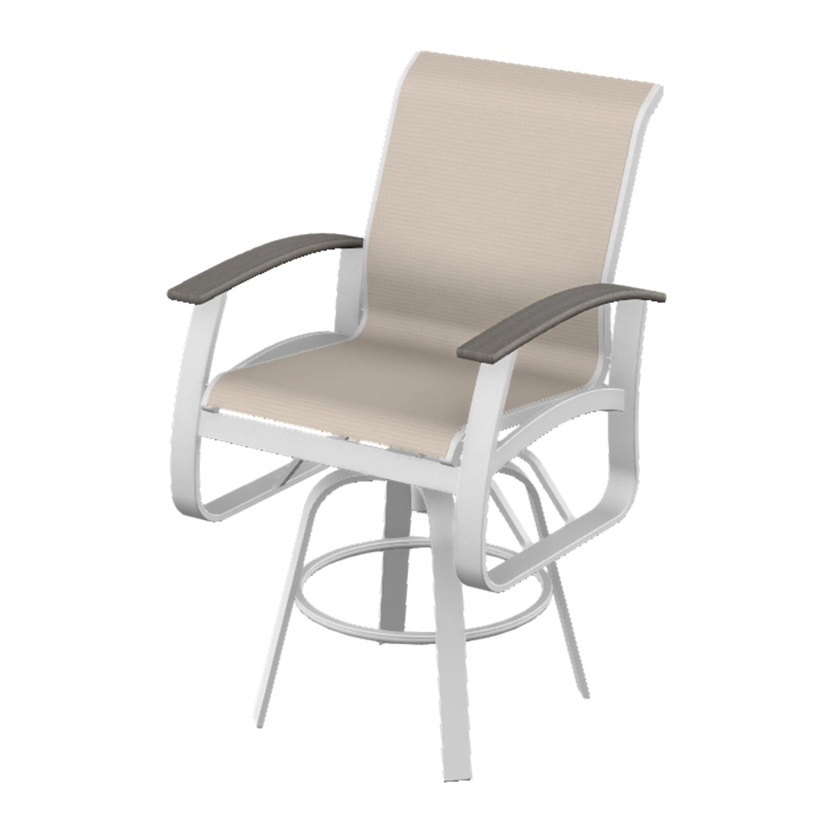 Belle Isle Sling Bar Swivel Chair — White Txt PC / Boardwalk Accents