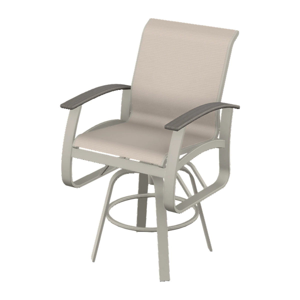 Belle Isle Sling Bar Swivel Chair — Warm Grey PC / Boardwalk Accents