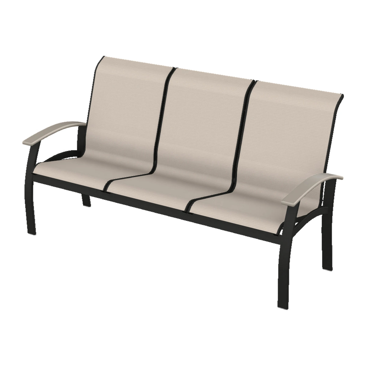 Belle Isle Sling Sofa — Black PC / Warm Grey Accents