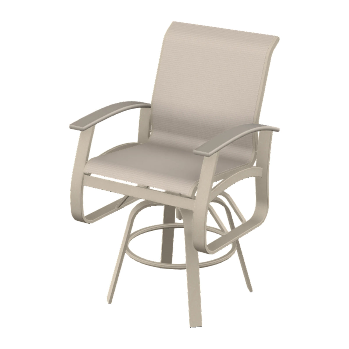 Belle Isle Sling Balcony Swivel Chair — Desert Sand PC / Warm Grey Accents