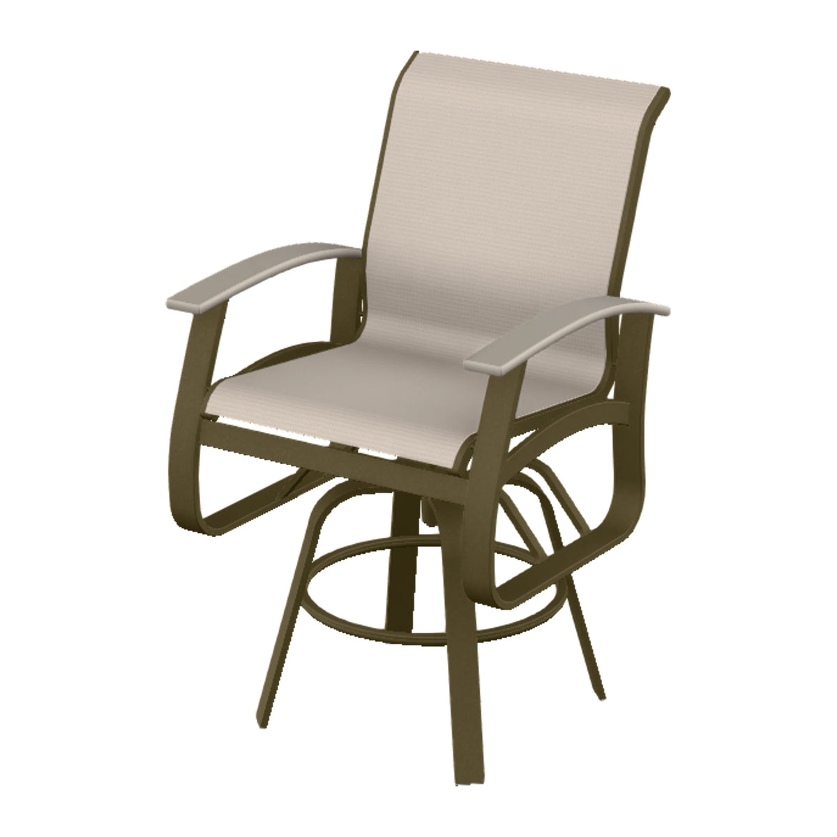 Belle Isle Sling Balcony Swivel Chair — Beachwood PC / Warm Grey Accents
