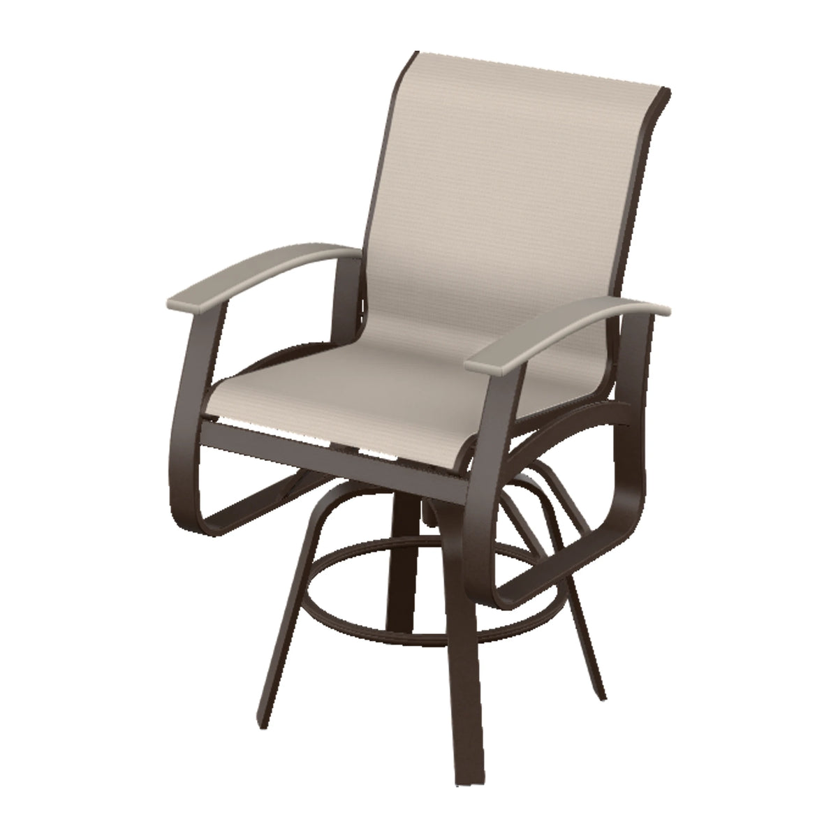 Belle Isle Sling Balcony Swivel Chair — Kona PC / Warm Grey Accents