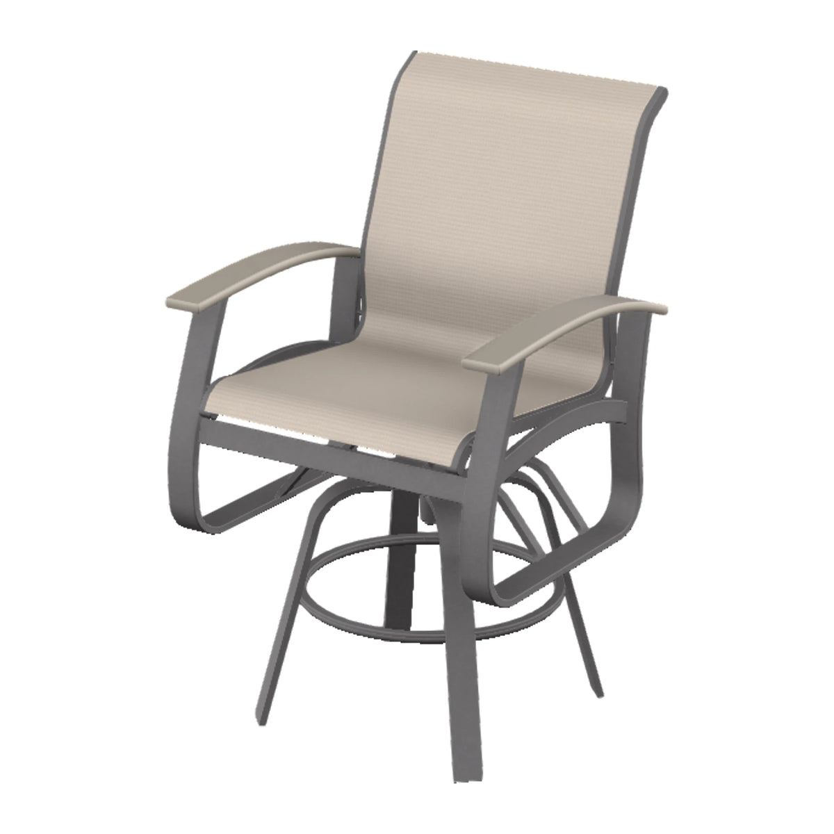 Belle Isle Sling Balcony Swivel Chair — Graphite Txt PC / Warm Grey Accents