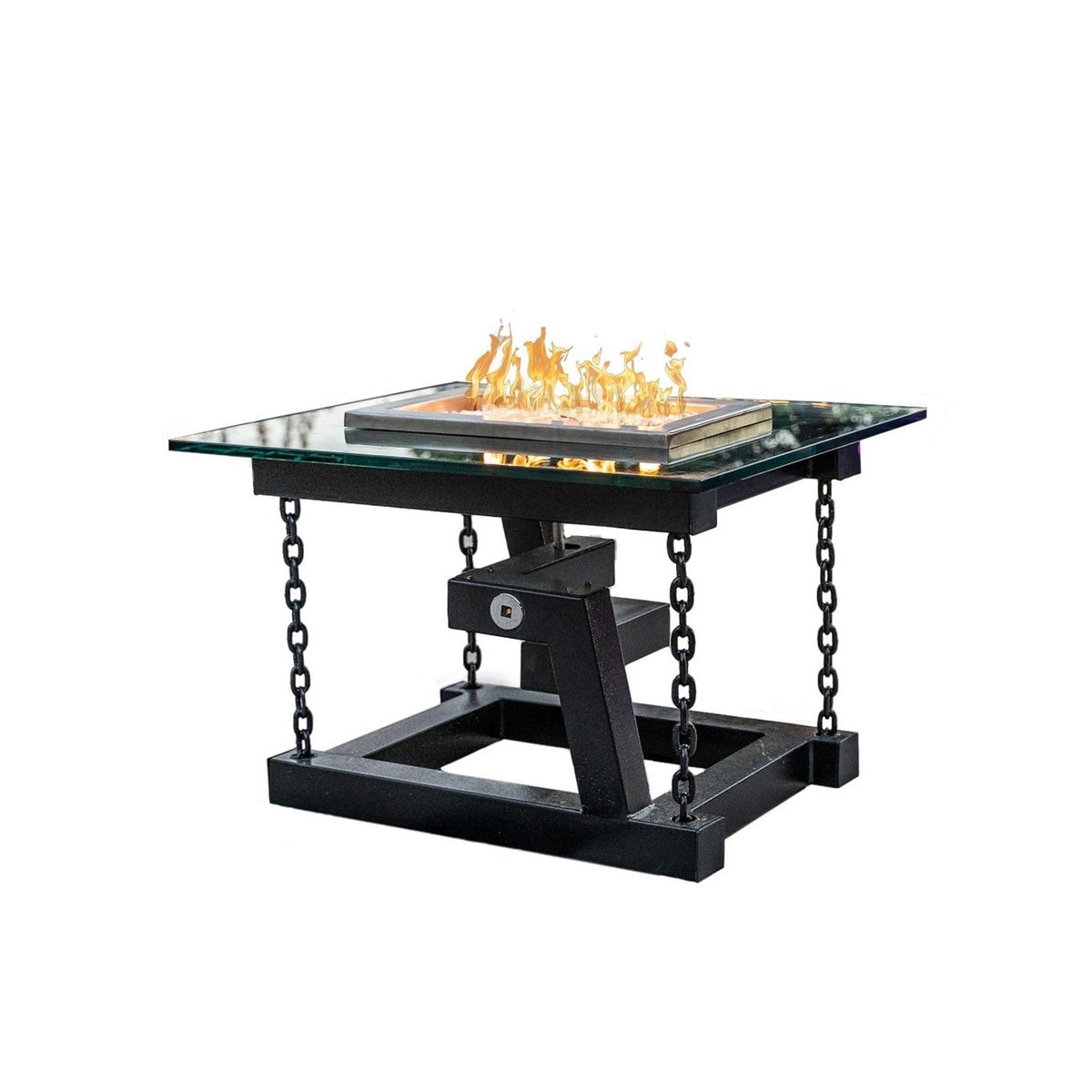 Newton 38" x 34" Powder Coated Fire Pit with Chain Support