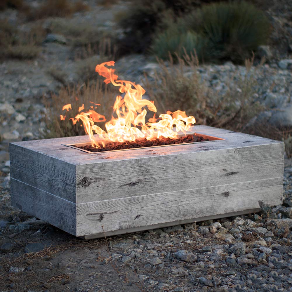 The Outdoor Plus Coronado Wood Grain Fire Pit - - ivory