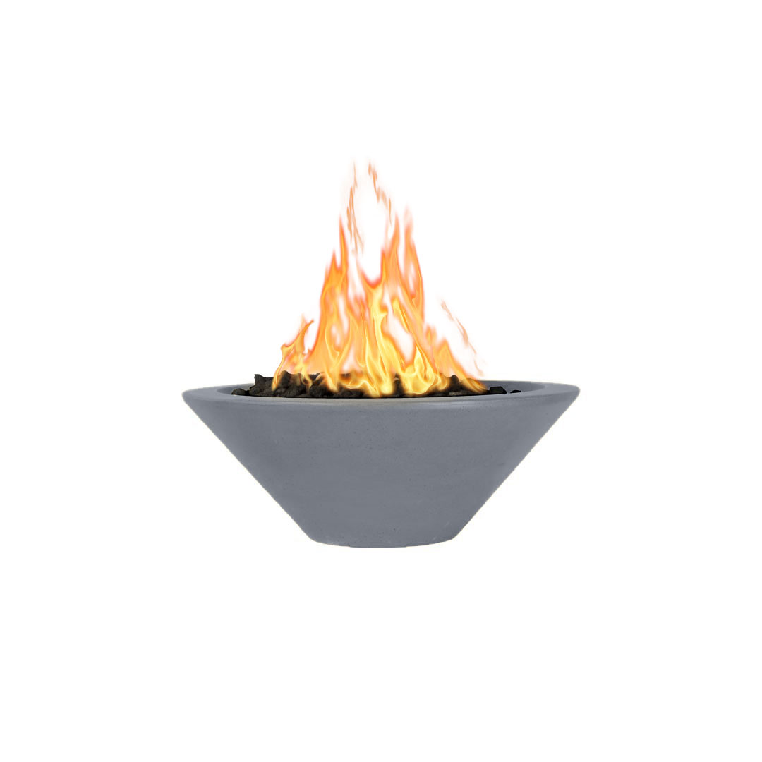 The Outdoor Plus Round Cazo GFRC Fire Bowl - metallic silver