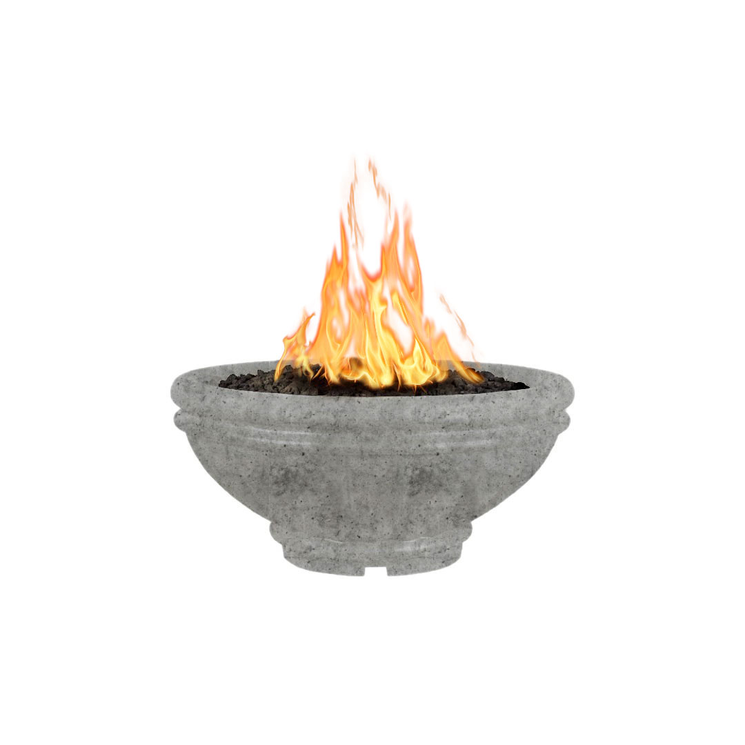 The Outdoor Plus Round Roma GFRC Fire Bowl - rustic gray