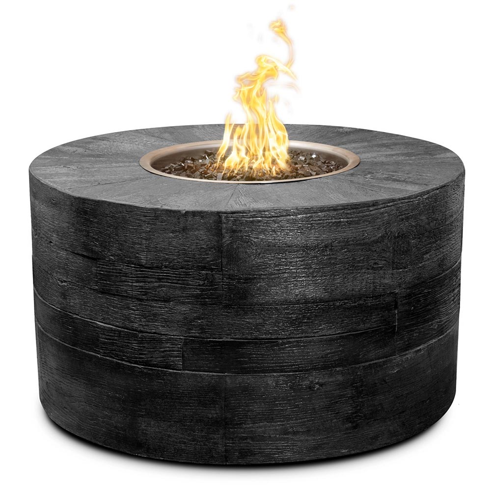 The Outdoor Plus Sequoia Wood Grain Fire Pit - Tall - ebony