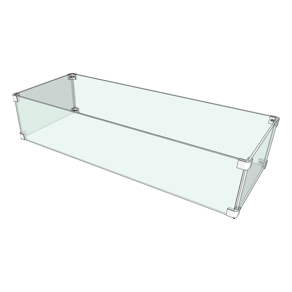 The Outdoor Plus Rectangular Tempered Glass Wind Guard, 106x16-Inch