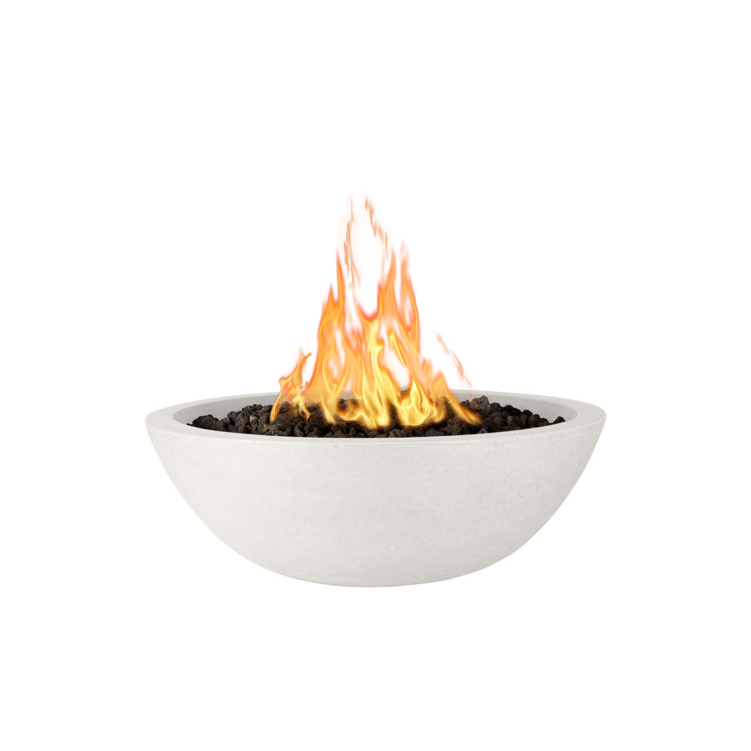 The Outdoor Plus Round Sedona GFRC Fire Bowl - metallic pearl