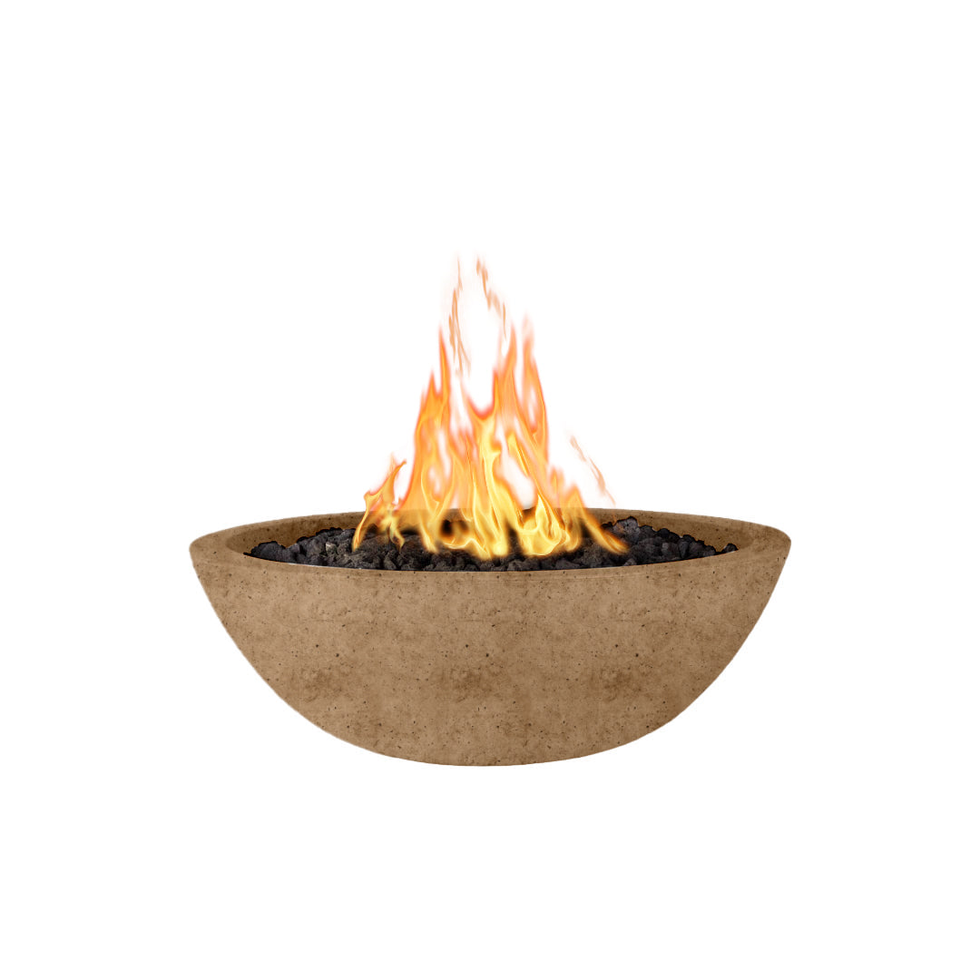 The Outdoor Plus Round Sedona GFRC Fire Bowl - rustic coffee
