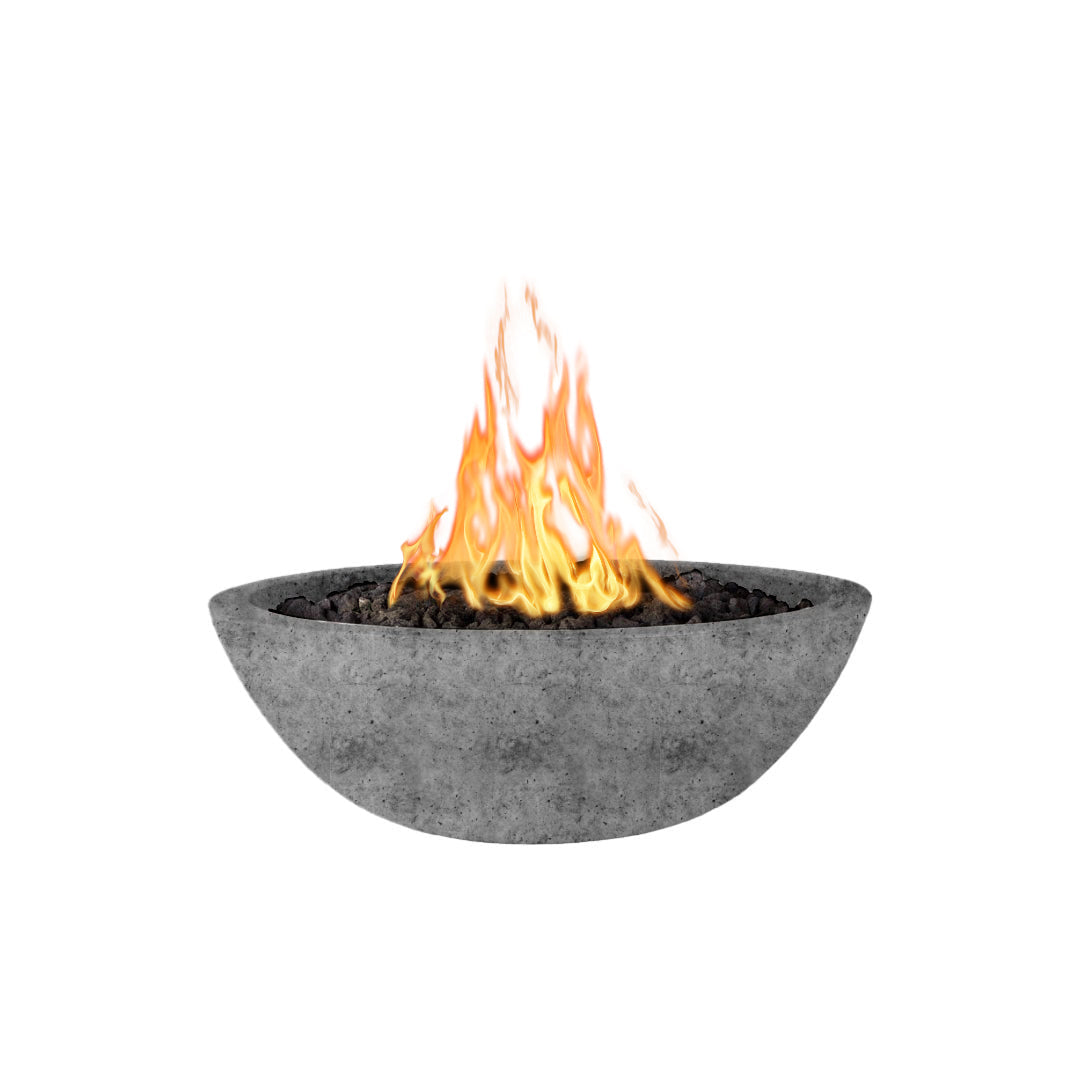 The Outdoor Plus Round Sedona GFRC Fire Bowl - rustic gray