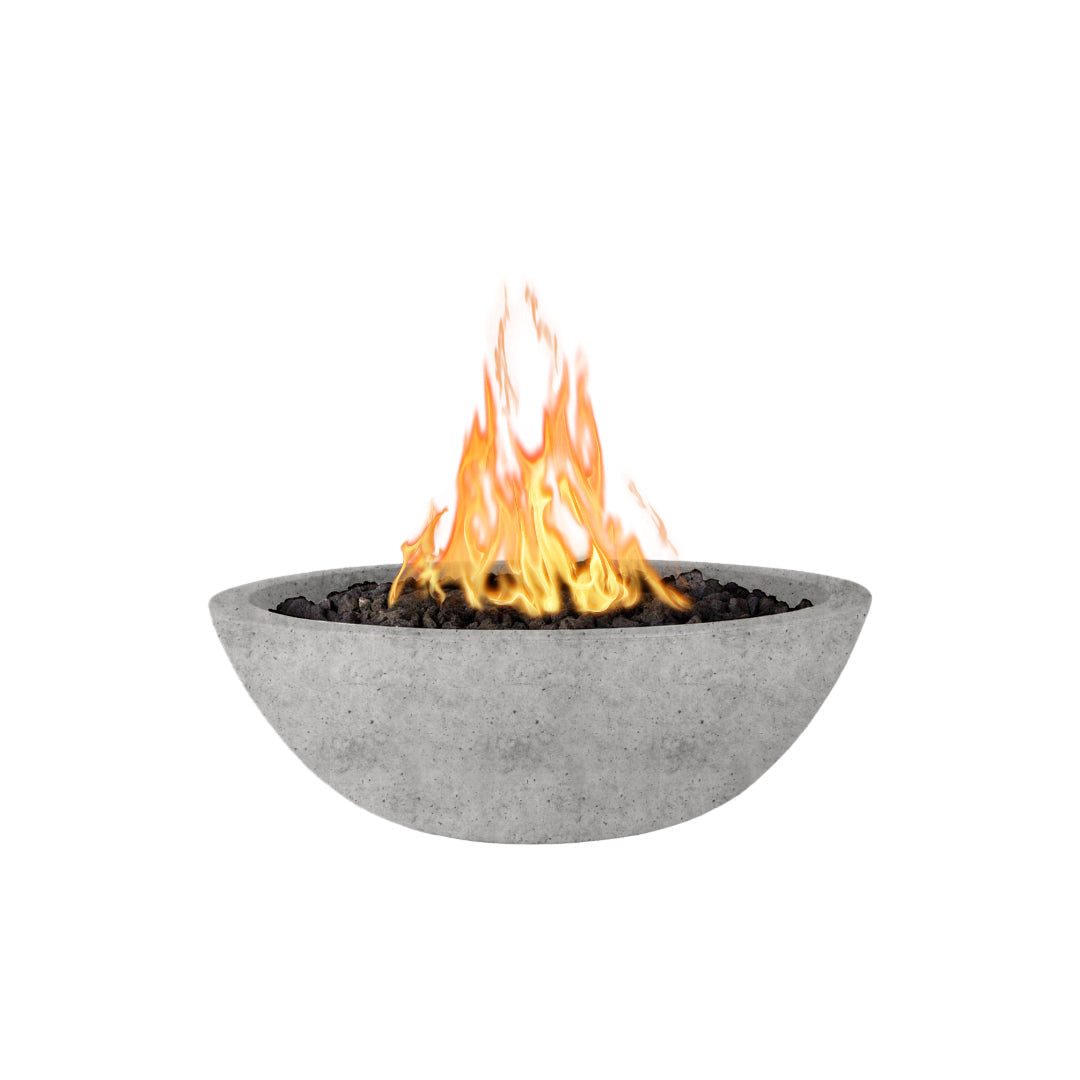 The Outdoor Plus Round Sedona GFRC Fire Bowl - rustic white