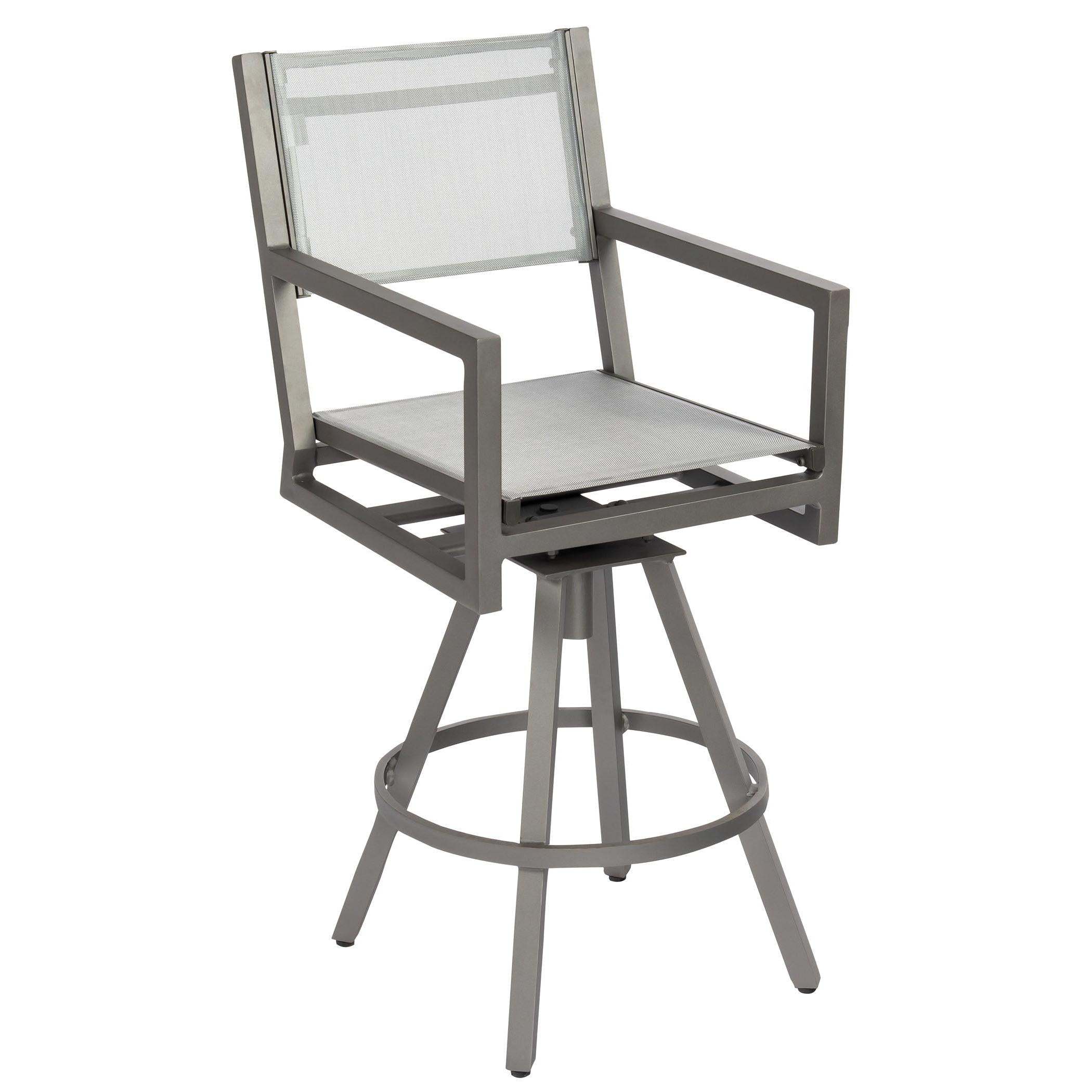 Palm Coast Sling Swivel Bar Stool With Arms